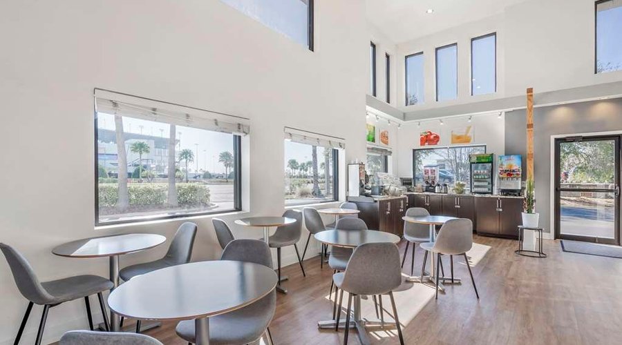 Enjoy breakfast in this seating area