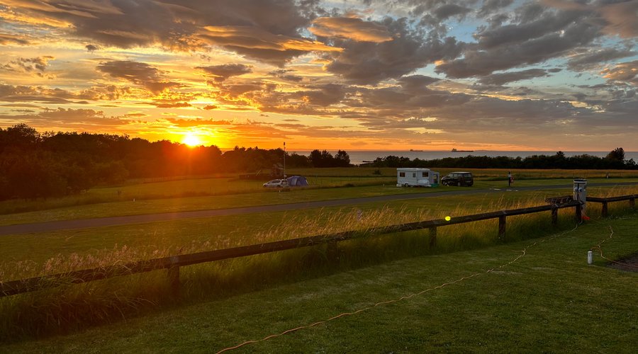 Beautiful sunset over the north sea from our pitch at CCC Dunbar