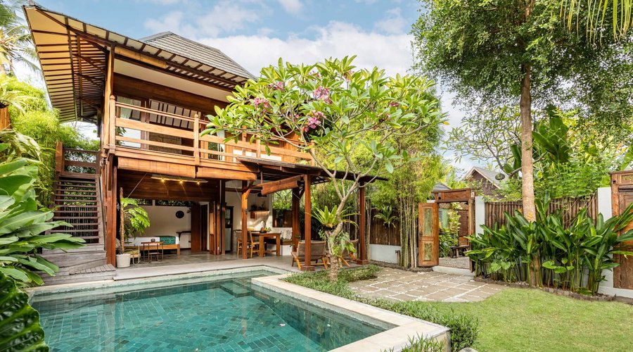 Front view of our two bedroom pool Villa Kayu