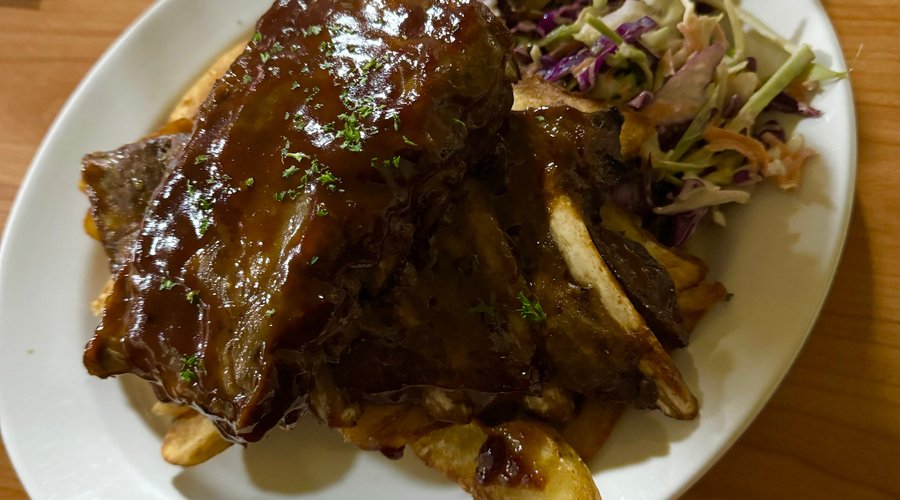 BBQ Pork Ribs - delicious, tender and falling off the bone! Best l’ve ever had for sure. Photo doesn’t do it justice 