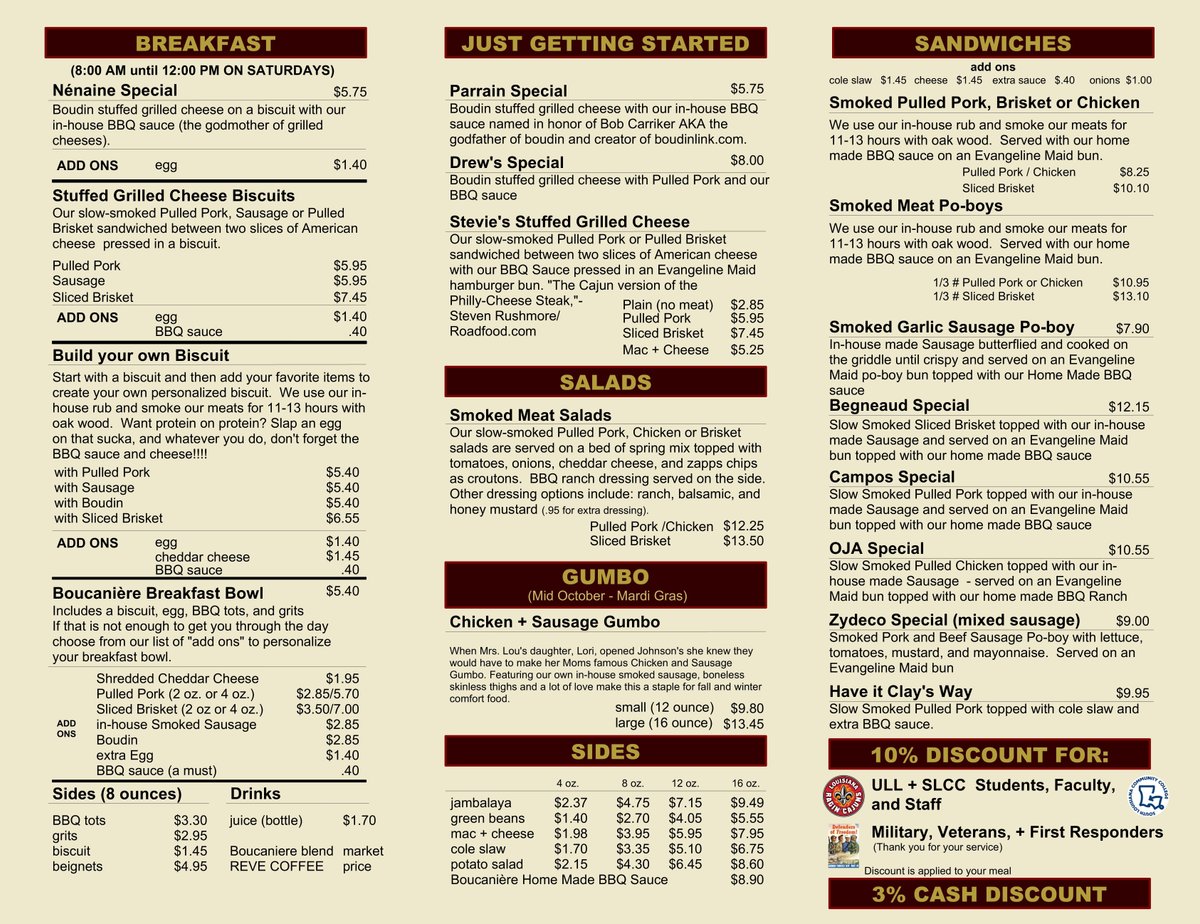 JOHNSON'S BOUCANIERE, Lafayette - Menu, Prices & Restaurant Reviews ...