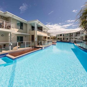 Exterior view over swimming pool 