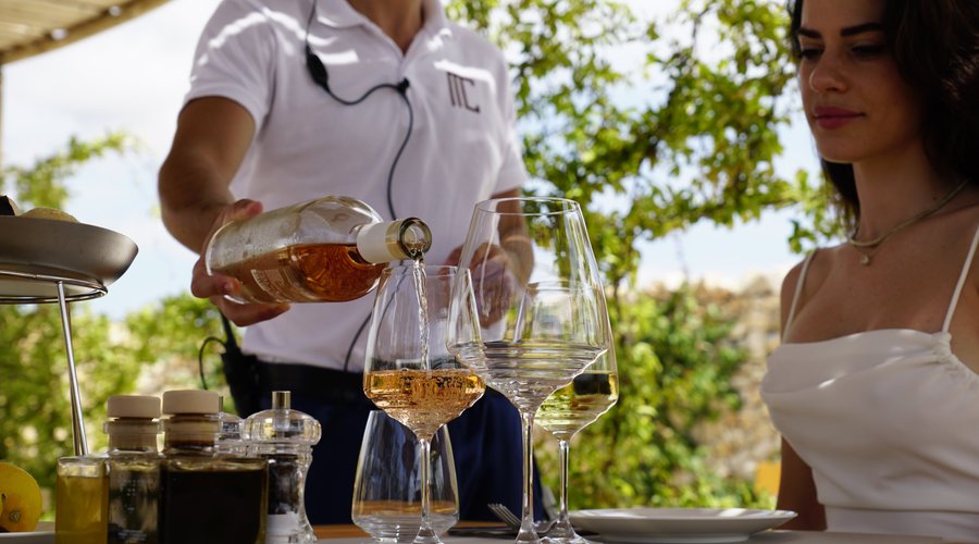 Wine & Cheese tasting in our al fresco dining area Il Pergolato