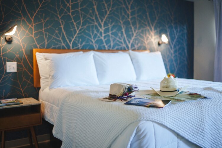 Get cozy downtown in our beautiful Deluxe King room located on the second floor with sweeping mountain views!