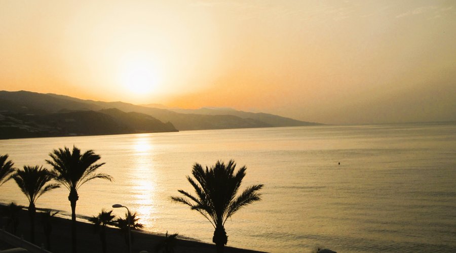 sitting on our balcony at sunrise, room 308