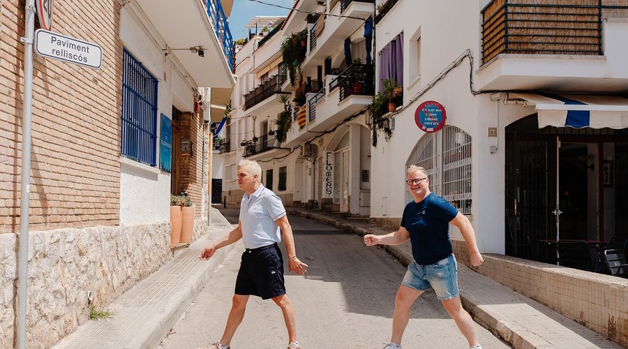The stepping stones outside our hotel will stop you getting wet feet on the rare occasions we get rain here in Sitges! 