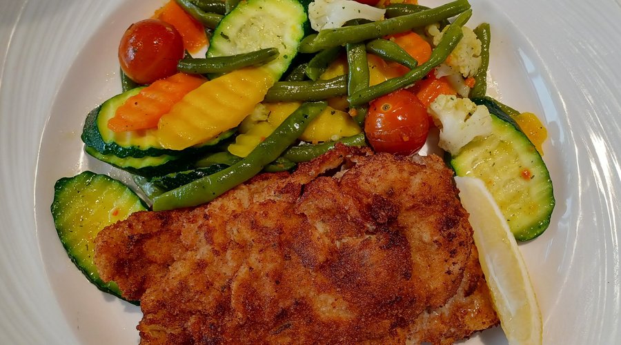 Veal Cordon Bleu with vegetables