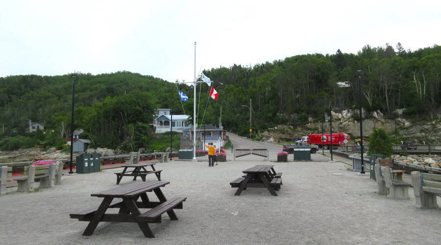 Plusieurs tables à pique-nique et bancs de parc