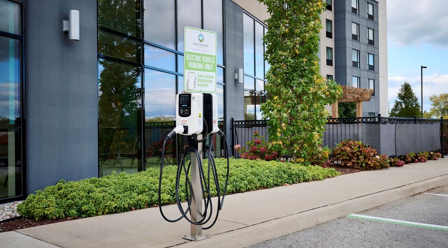 Our hotel offers electric vehicle charging spaces for guests.