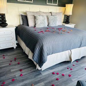 Strewn with rose petals for the newlyweds