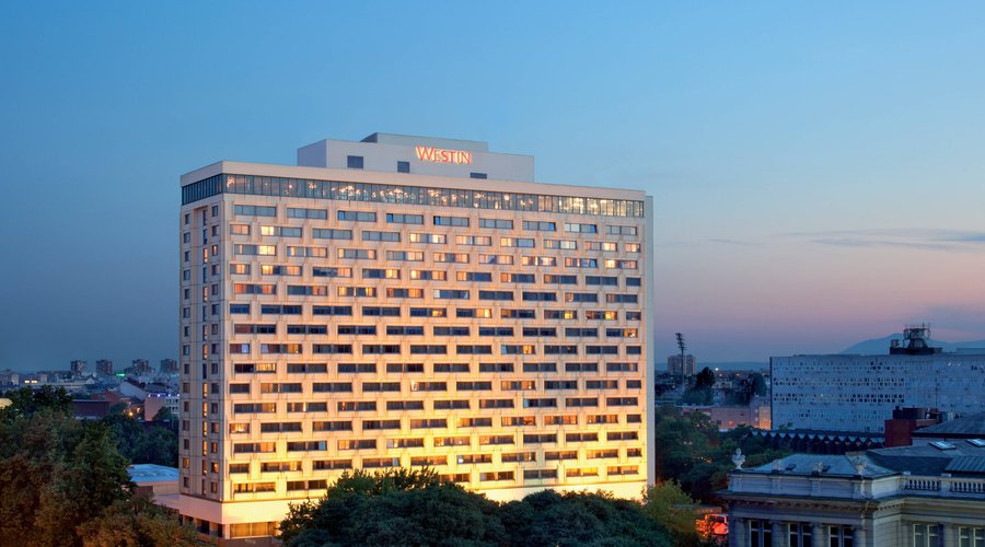 The Westin Zagreb, evening skyline