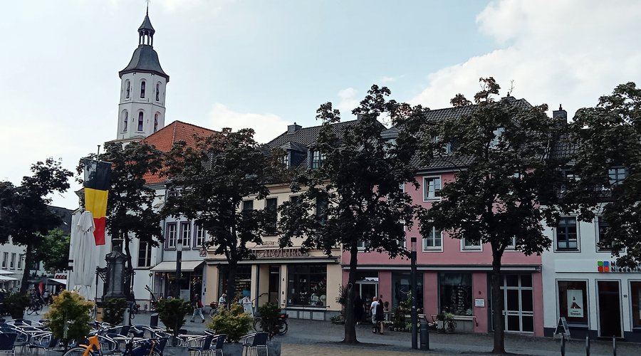 Cozy Market square. Xanten, North Rhine-Westphalia, Germany. July 2024.