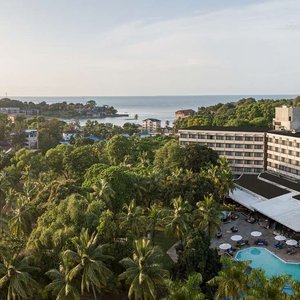 Elevated view of the hotel exterior