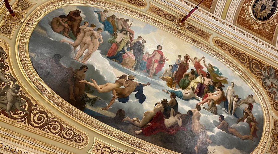 The 18th century Grand Theatre is home to the Opéra National de Bordeaux and is lavishly decorated with frescoes and chandeliers.