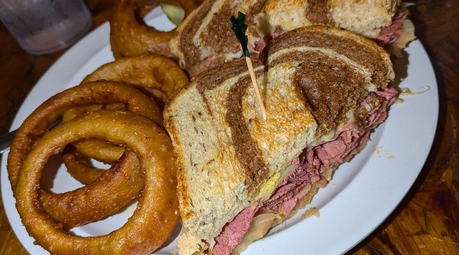 Rueben with Onion Rings