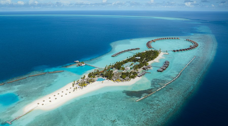 Birds eye view of Veligandu Maldives Island