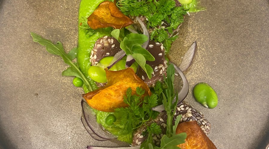 Thon sesame, petit pois 