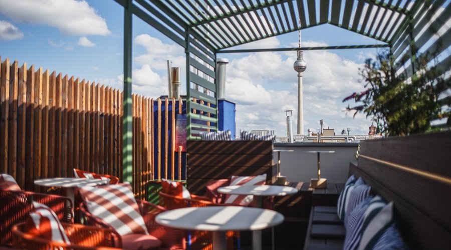 Enjoy stunning rooftop views of Berlin from our terrace and indulge in a drink or ice cream from our honesty bar.