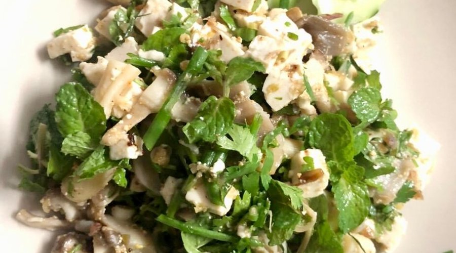 Tofu and Mushroom Laab is a great choice at our restaurant for any vegan vegetarian guests who would love to try the typical traditional Lao Food.