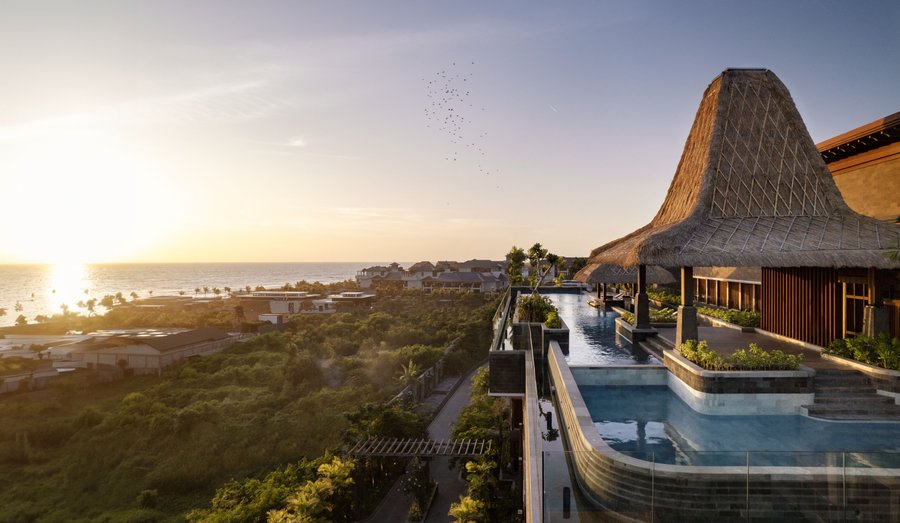 Holiday Inn Bali Canggu Aerial Sunset Pool