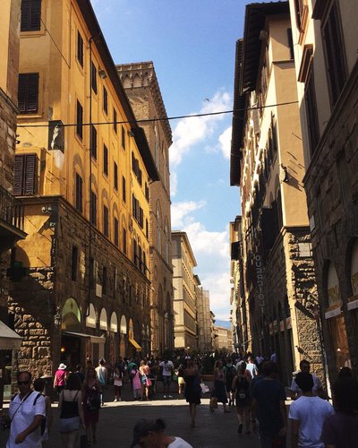 Busy shopping street in Florence