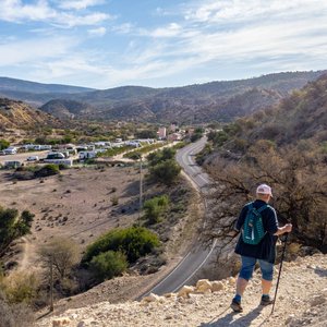 The picture shows the campsite from an elevated standpoint and was taken during a short hike around the campsite.