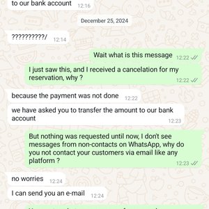 Conversation with Vesta sales, with arbitrary cancelation and check-in info. 2/3.