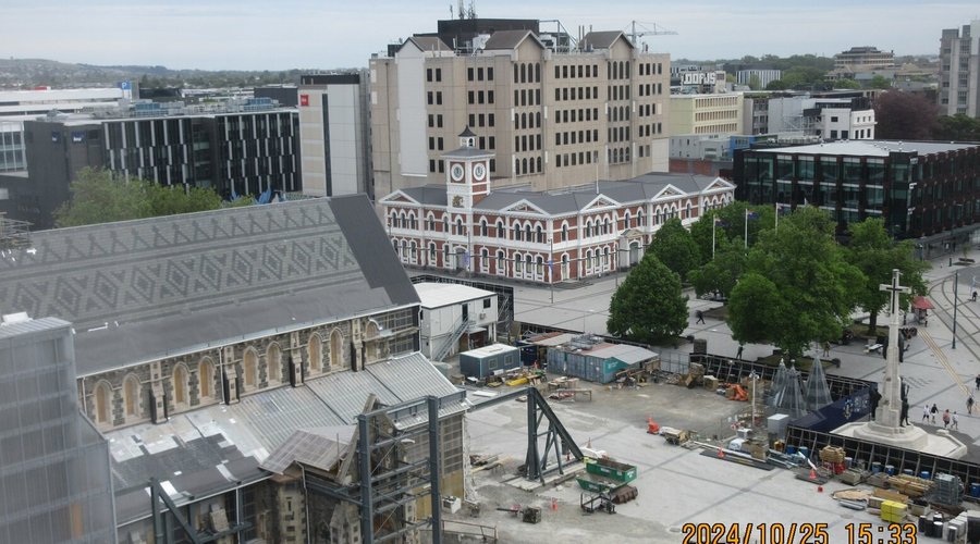 View of the Cathedral site from my hotel room at the Novotel Cathedral Square.