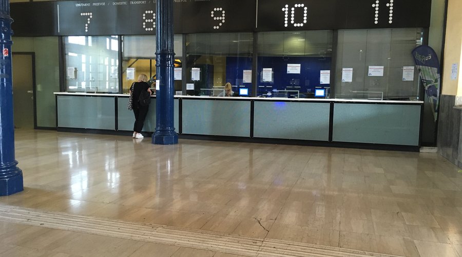 Follow the signs to the Ticket Office - down to the side of the main entrance hall