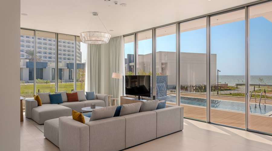 Experience breathtaking villa views right from the comfort of your living area