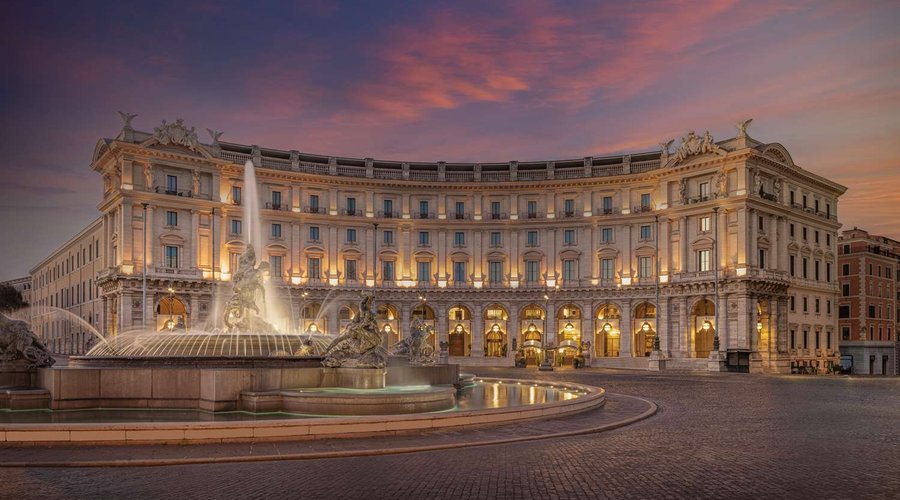 Anantara Palazzo Naiadi Rome Hotel Front Facade Hero Night