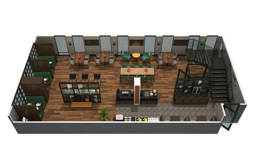 M Club Lower Level 3D Rendering