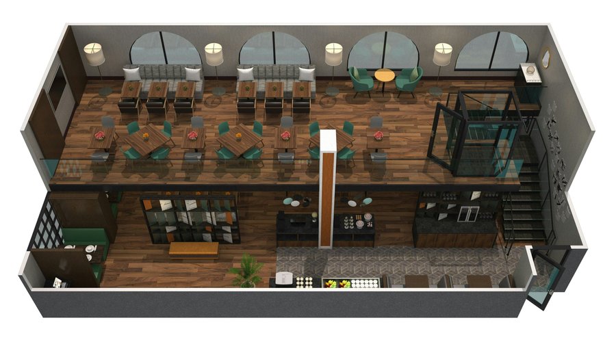 M Club Upper Level 3D Rendering