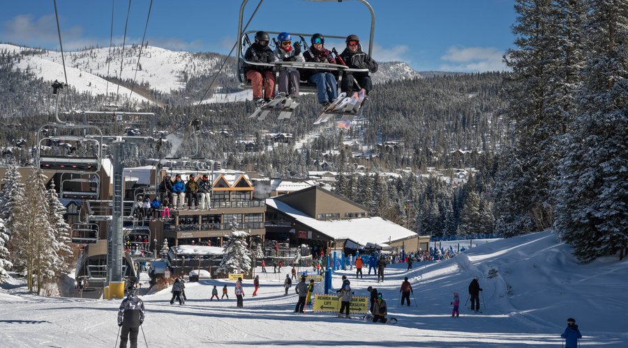 ski lift with resort in background