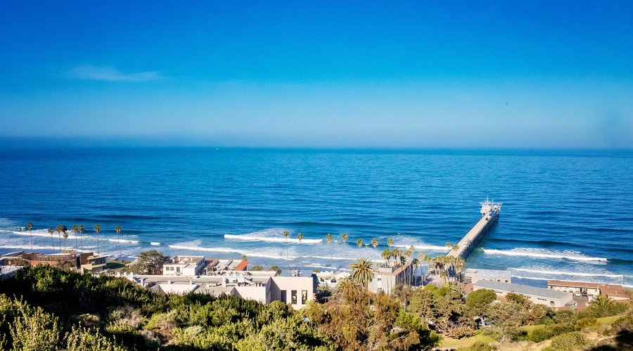 A view of Scripps Pier from Birch Aquarium at Scripps Institution of Oceanography at UC San Diego
