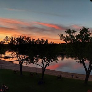 Balcony view of the Wisconsin River from the lodge.
