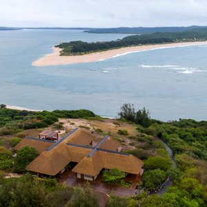 A bird's eye view of Villa Robal with Inhaca Island across from Hell's Gate
