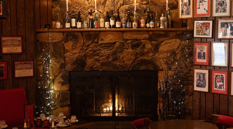 Cozy up by the fire in our lounge