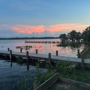 Sunset over our docks.