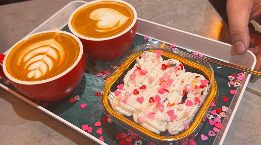 Chocolate moist cake and coffee