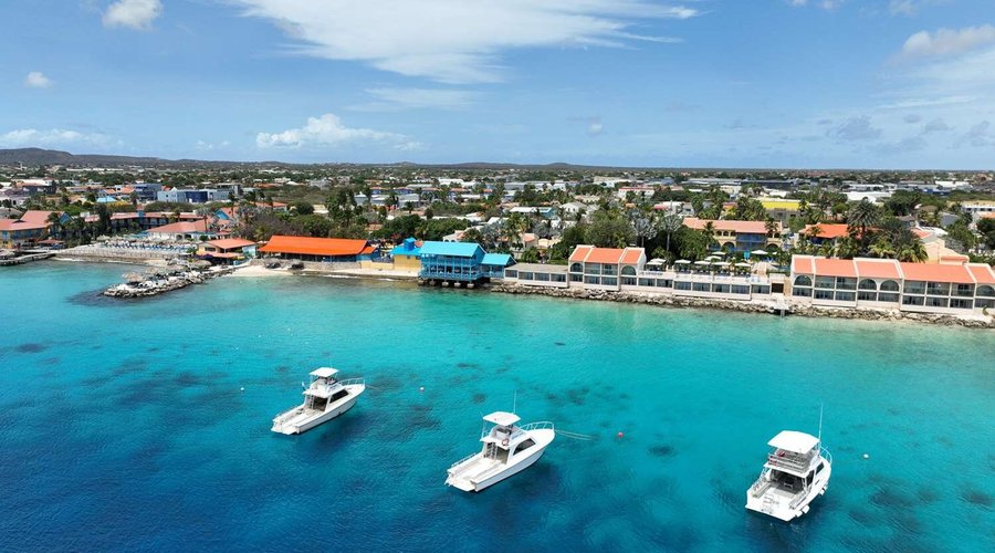 View of Resort and Dive Boats from Ocean