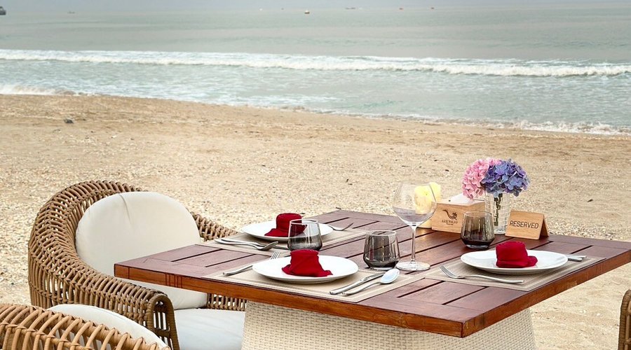 Dining table on the beach.