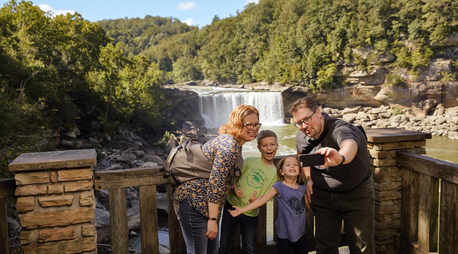 One of three scenic overlooks to Cumberland Falls at Cumberland Falls State Resort Park