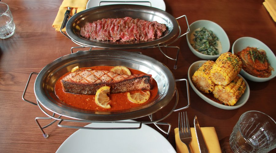 L'Entrecote Tenderloin Steak and Salmon Steak
