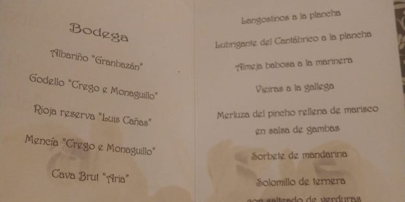 Menu de la boda