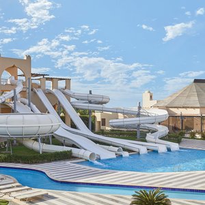 Aqua Park with 6 mega slides. Minimum height 120cm