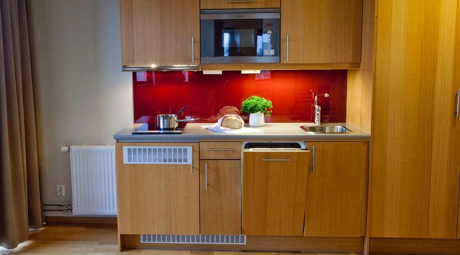 Scandic Malm City family superior room kitchen area