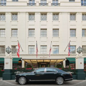 The Beaumont Mayfair Facade and house car, a Bentley Mulsanne V8