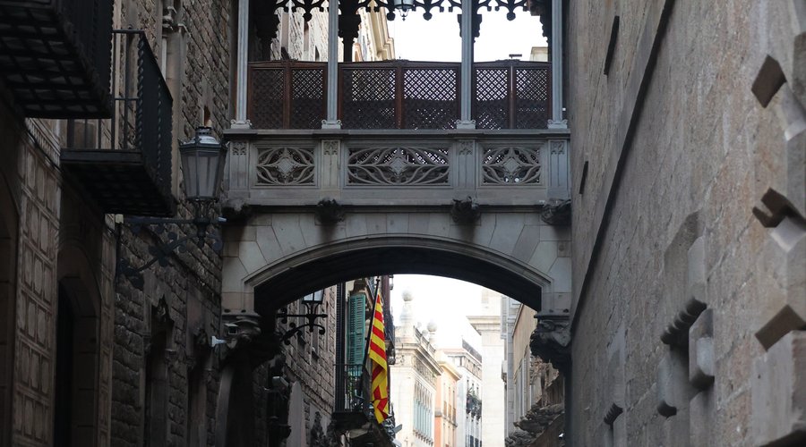 Barcelona (Barcellona) - Pont del Bisbe da Carrer del Bisbe - Barri Gòtic (Barrio Gotico) (ES)