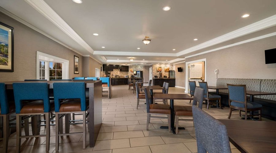 Enjoy breakfast in this seating area